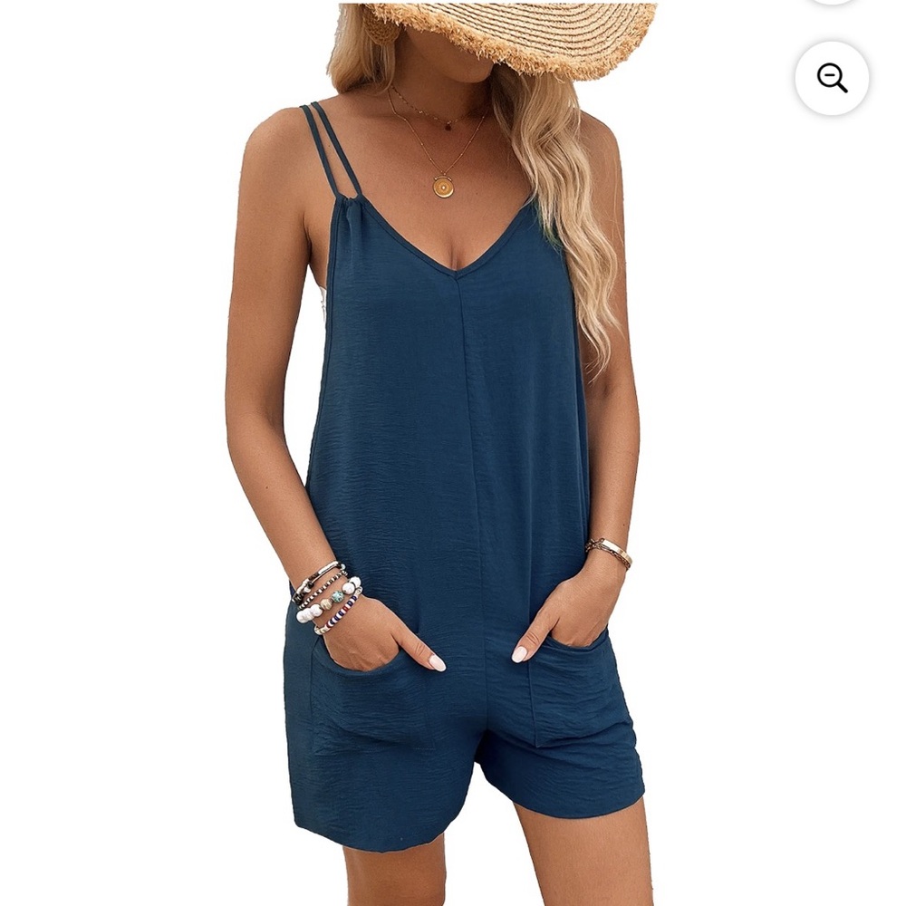 Gauzy Blue Sleeveless Shorts Romper